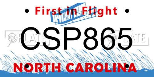 CSP865 North Carolina License Plate