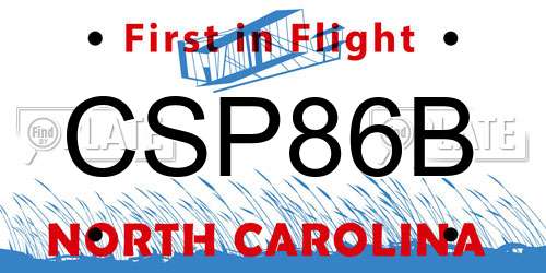 CSP86B North Carolina License Plate