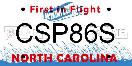 CSP86S North Carolina License Plate