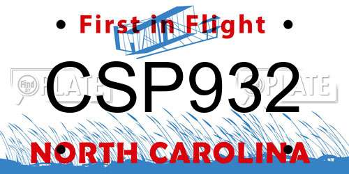 CSP932 North Carolina License Plate