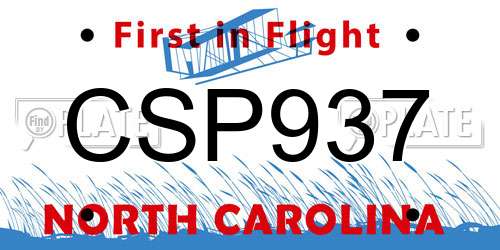 CSP937 North Carolina License Plate