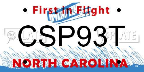 CSP93T North Carolina License Plate