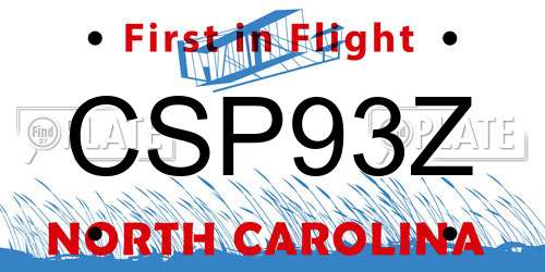 CSP93Z North Carolina License Plate