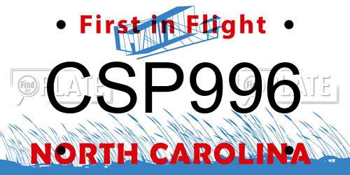 CSP996 North Carolina License Plate
