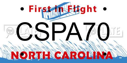 CSPA70 North Carolina License Plate
