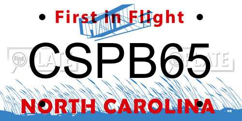 CSPB65 North Carolina License Plate