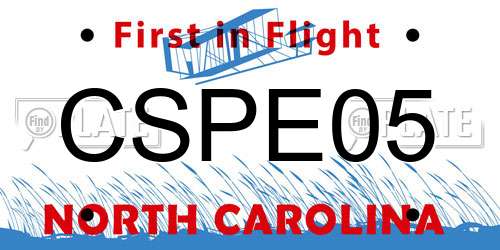 CSPE05 North Carolina License Plate