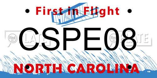 CSPE08 North Carolina License Plate
