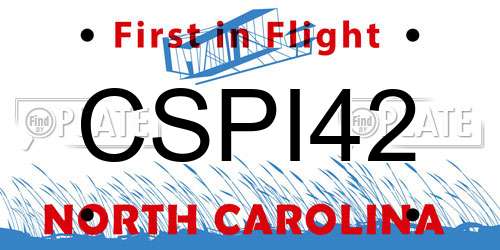 CSPI42 North Carolina License Plate