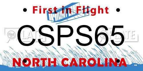 CSPS65 North Carolina License Plate
