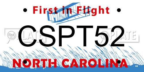 CSPT52 North Carolina License Plate