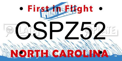 CSPZ52 North Carolina License Plate