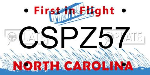 CSPZ57 North Carolina License Plate