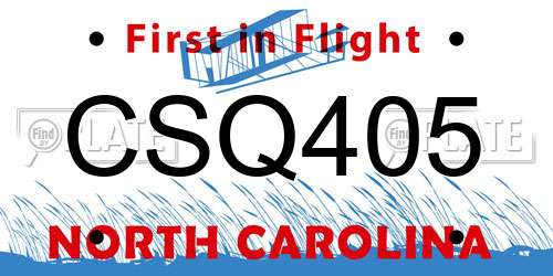 CSQ405 North Carolina License Plate