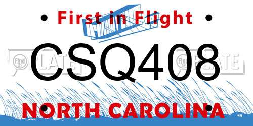CSQ408 North Carolina License Plate