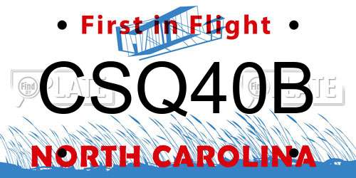 CSQ40B North Carolina License Plate