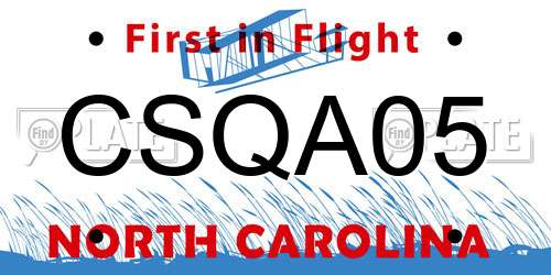 CSQA05 North Carolina License Plate