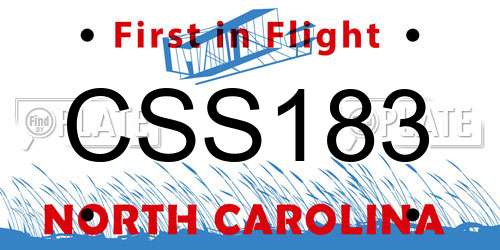 CSS183 North Carolina License Plate