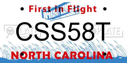 CSS58T North Carolina License Plate