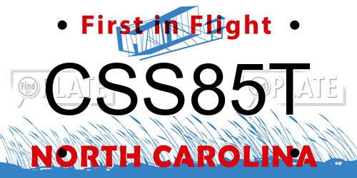 CSS85T North Carolina License Plate