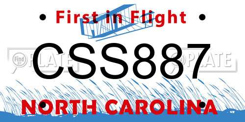 CSS887 North Carolina License Plate