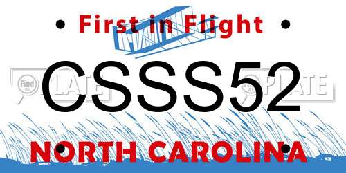 CSSS52 North Carolina License Plate