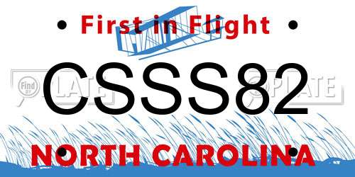 CSSS82 North Carolina License Plate