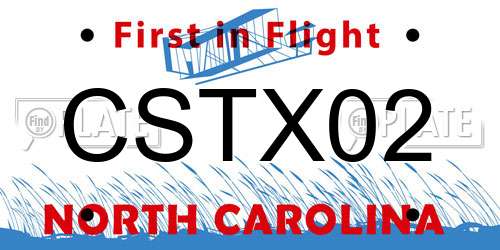 CSTX02 North Carolina License Plate