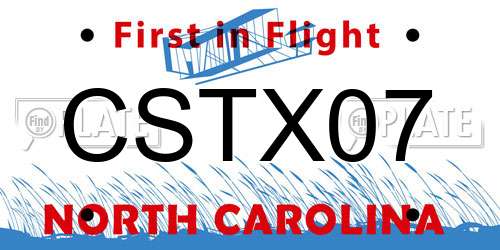 CSTX07 North Carolina License Plate