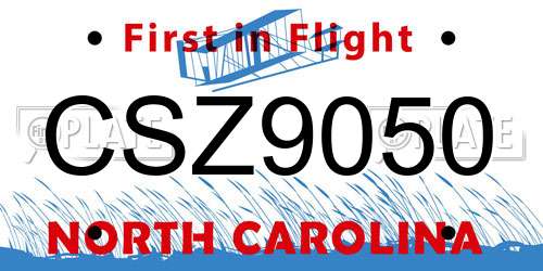 CSZ9050 North Carolina License Plate