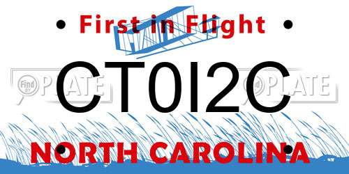 CT0I2C North Carolina License Plate