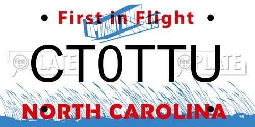 CT0TTU North Carolina License Plate