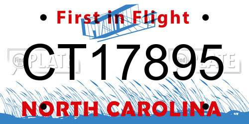 CT17895 North Carolina License Plate