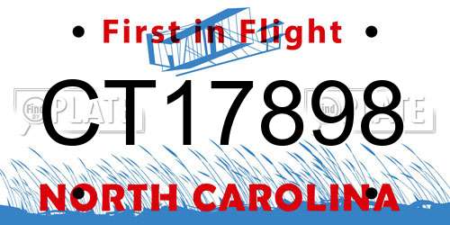 CT17898 North Carolina License Plate