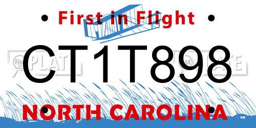 CT1T898 North Carolina License Plate