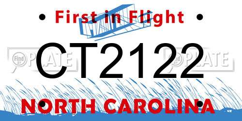 CT2122 North Carolina License Plate