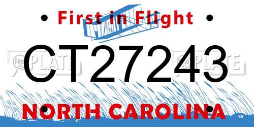 CT27243 North Carolina License Plate