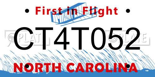 CT4T052 North Carolina License Plate