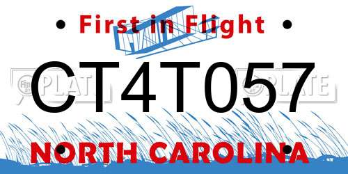CT4T057 North Carolina License Plate