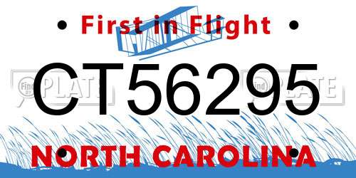 CT56295 North Carolina License Plate
