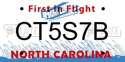 CT5S7B North Carolina License Plate