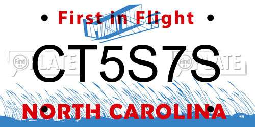 CT5S7S North Carolina License Plate