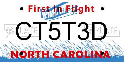 CT5T3D North Carolina License Plate