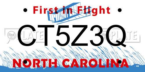 CT5Z3Q North Carolina License Plate