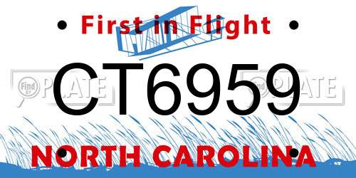 CT6959 North Carolina License Plate