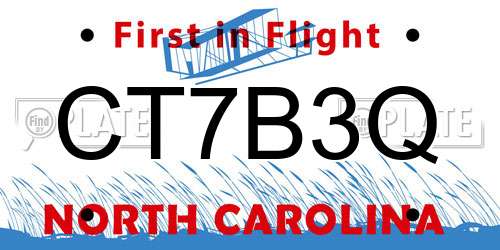 CT7B3Q North Carolina License Plate