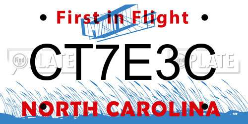 CT7E3C North Carolina License Plate