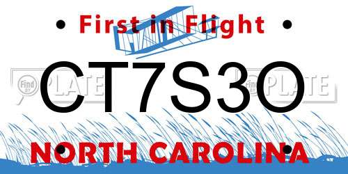 CT7S3O North Carolina License Plate