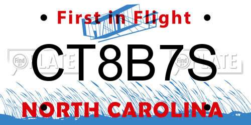 CT8B7S North Carolina License Plate