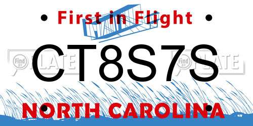 CT8S7S North Carolina License Plate